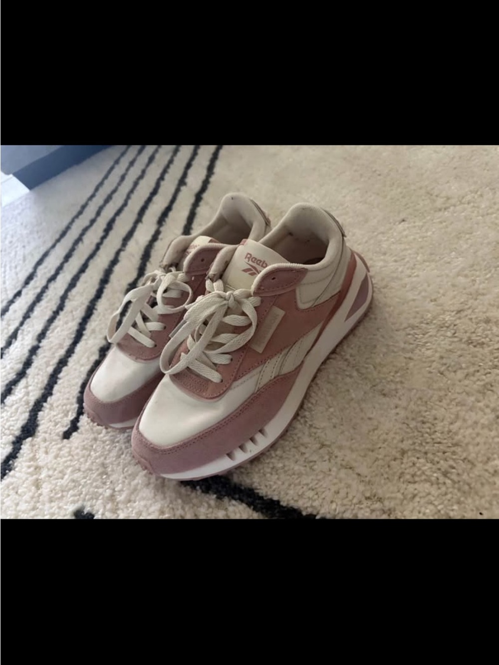 Reebok Women's Pink and Cream Retro Runner Sneakers